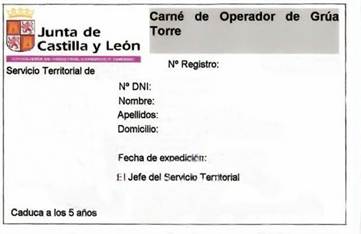 Carnet de grua de torre en salamanca